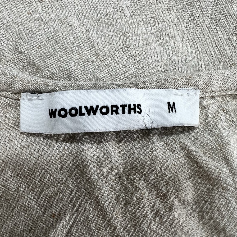 Woolworths Natural Puff 3/4" Sleeve Linen Blend Blouse Cream Women's Medium - Picture 8 of 10